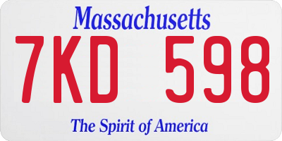 MA license plate 7KD598