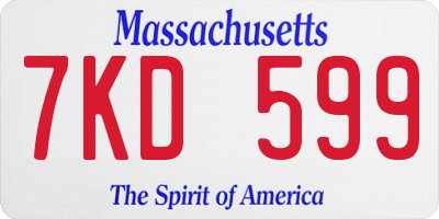 MA license plate 7KD599