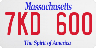 MA license plate 7KD600