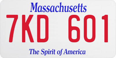 MA license plate 7KD601