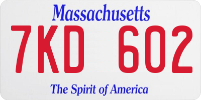 MA license plate 7KD602