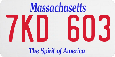 MA license plate 7KD603