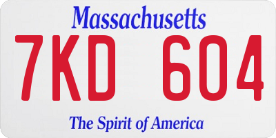 MA license plate 7KD604