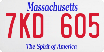 MA license plate 7KD605