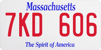 MA license plate 7KD606