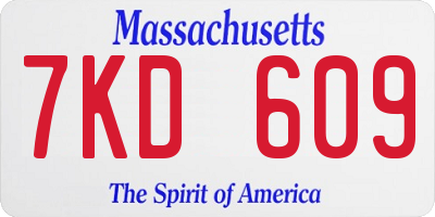 MA license plate 7KD609