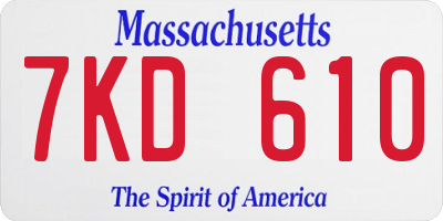 MA license plate 7KD610