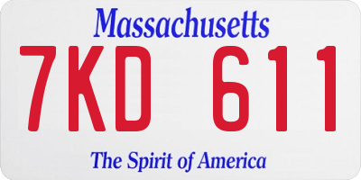 MA license plate 7KD611