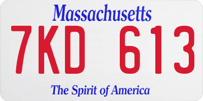 MA license plate 7KD613