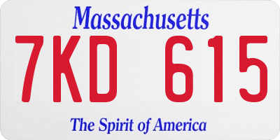 MA license plate 7KD615