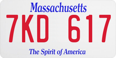 MA license plate 7KD617