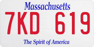 MA license plate 7KD619