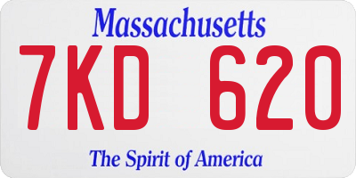 MA license plate 7KD620