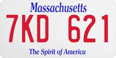 MA license plate 7KD621