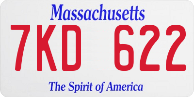 MA license plate 7KD622