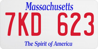 MA license plate 7KD623
