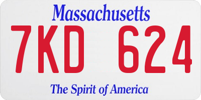 MA license plate 7KD624