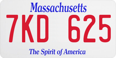 MA license plate 7KD625