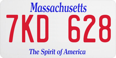 MA license plate 7KD628