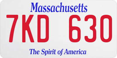 MA license plate 7KD630