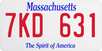 MA license plate 7KD631