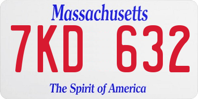 MA license plate 7KD632