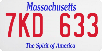 MA license plate 7KD633