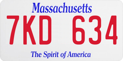 MA license plate 7KD634