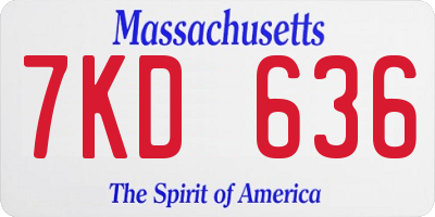 MA license plate 7KD636