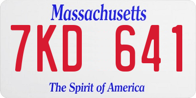 MA license plate 7KD641