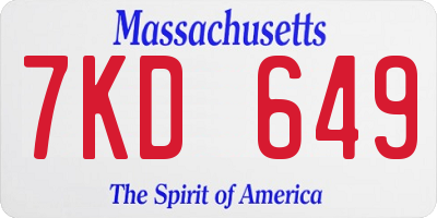 MA license plate 7KD649