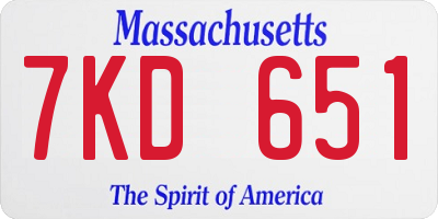 MA license plate 7KD651