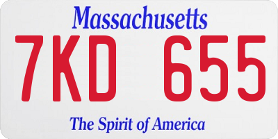 MA license plate 7KD655