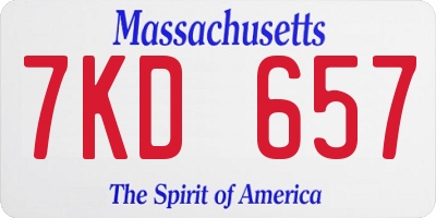 MA license plate 7KD657