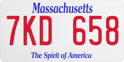 MA license plate 7KD658