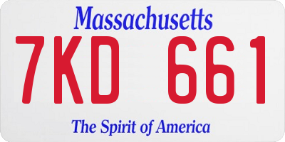 MA license plate 7KD661