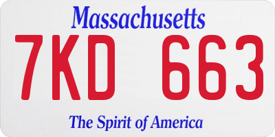 MA license plate 7KD663
