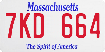 MA license plate 7KD664