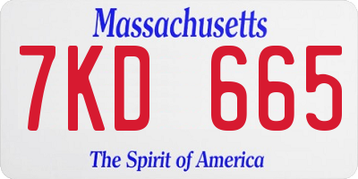 MA license plate 7KD665