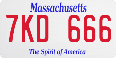 MA license plate 7KD666