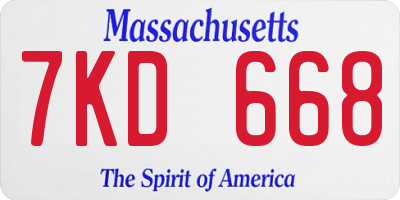MA license plate 7KD668