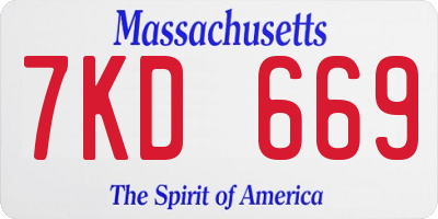 MA license plate 7KD669