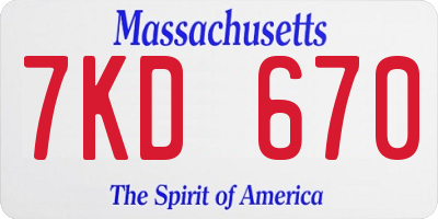 MA license plate 7KD670