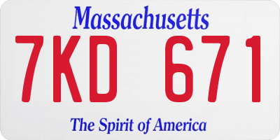 MA license plate 7KD671