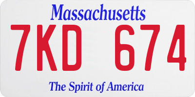 MA license plate 7KD674