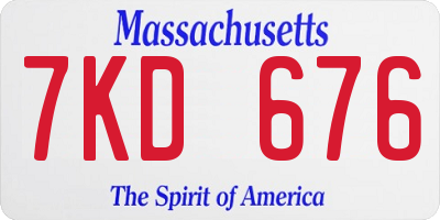 MA license plate 7KD676