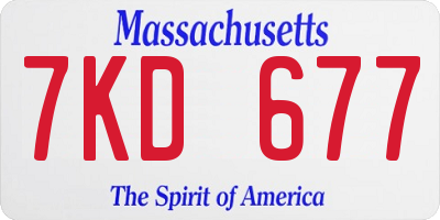 MA license plate 7KD677