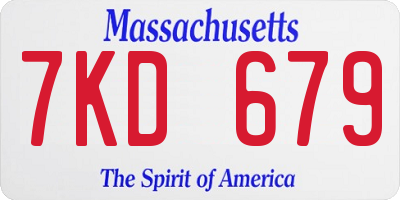 MA license plate 7KD679
