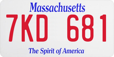 MA license plate 7KD681