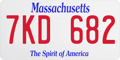 MA license plate 7KD682